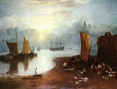 Sun Rising Through Vagour Fishermen Cleaning and Selling Fish William Turner
